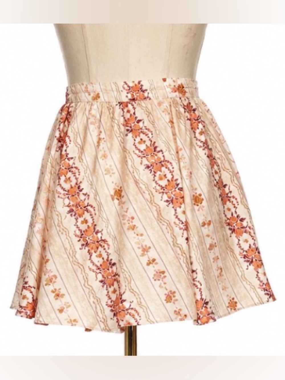 Free People Floral Print Mini Skirt Size Large Boho Cottagecore Elastic Waist
